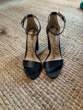 Sam Edelman Black Ankle-Strap Block Heels